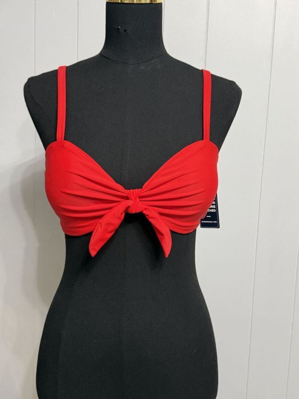 NWT Blooming Jelly Red Tie Front Bandeau Bikini Top M